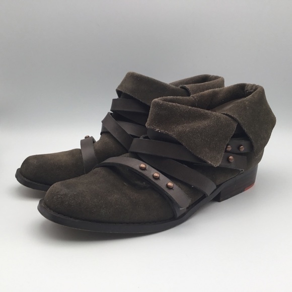 $200 JOE'S JEANS Landon brown leather wrap & stud boot bootie 7.5M 7.5 - Picture 3 of 7